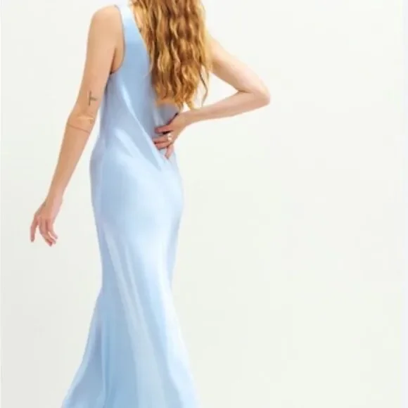 NEW Reformation Annabelle Silk Dress in Horizon Blue size 14 $448